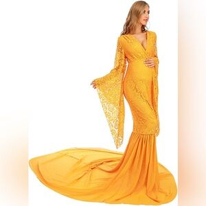 Lace Chiffon Maternity Photoshoot Dress